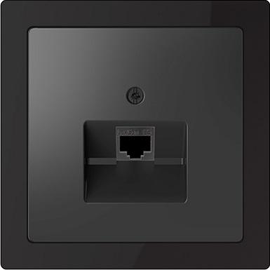 Merten D-Life telephone socket (onyx black frame, anthracite insert)